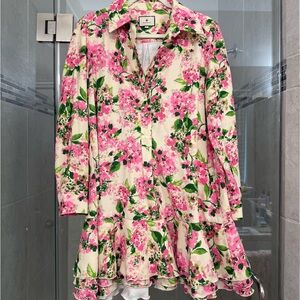 Tuckernuck Pink and Green Floral Shirt